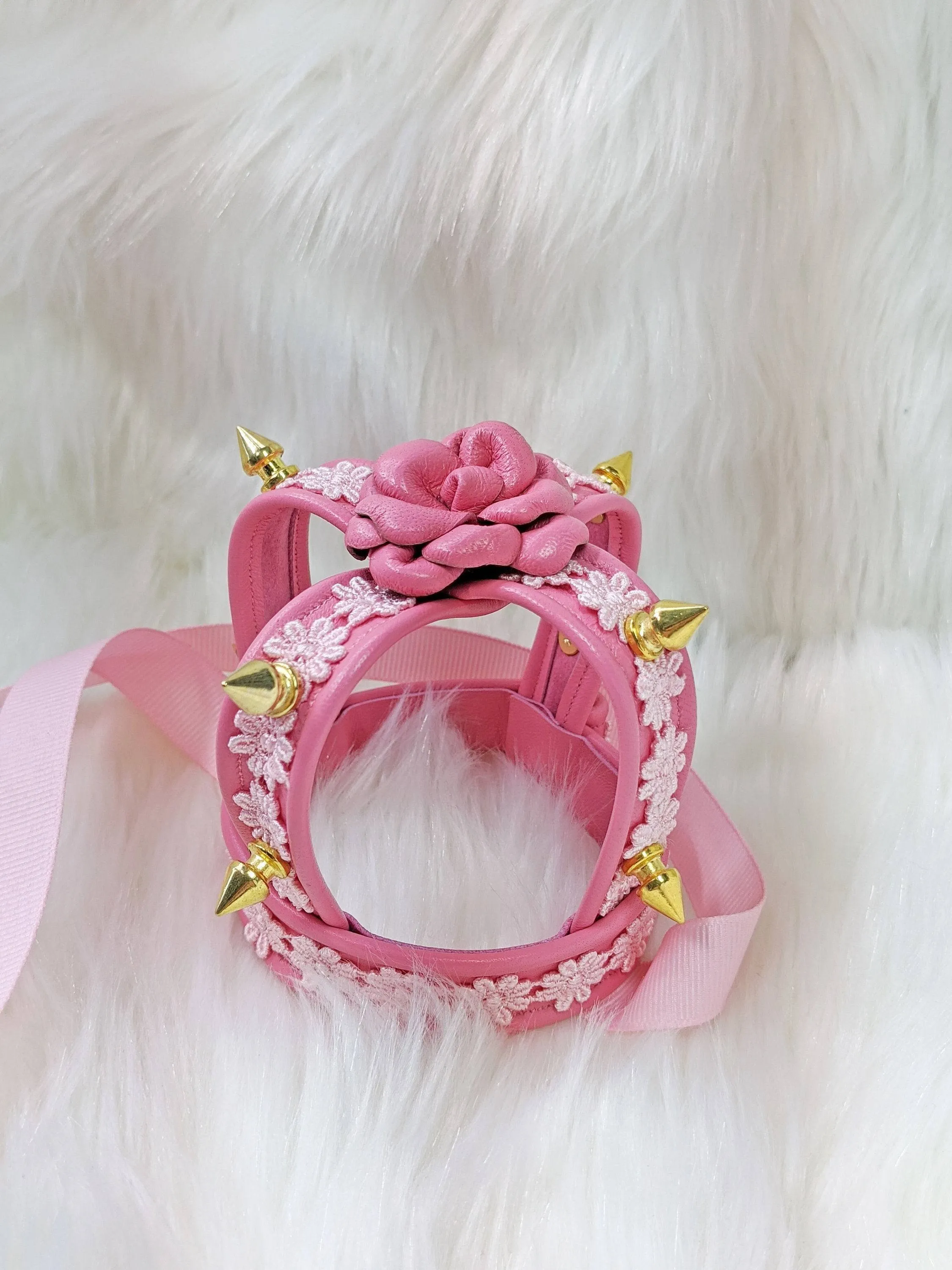 Miniature Pink Spiked Leather Crown