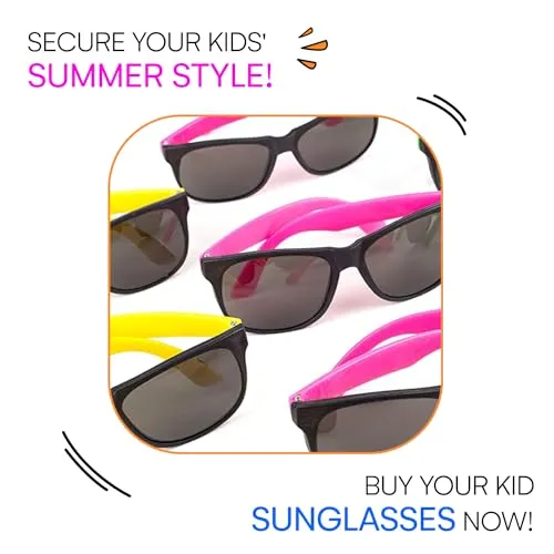 Neliblu 30 Pack Neon Bulk Kids Sunglasses With UV Protection - Party Favors - Bulk Pool Party Favors, Goody Bag Fillers, Beach Party Favors, Bulk Party Pack