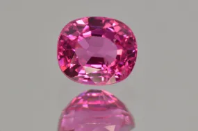 Neon Vivid Candy Pink Spinel from Tanzania. Cushion Cut. 1.24 ct.