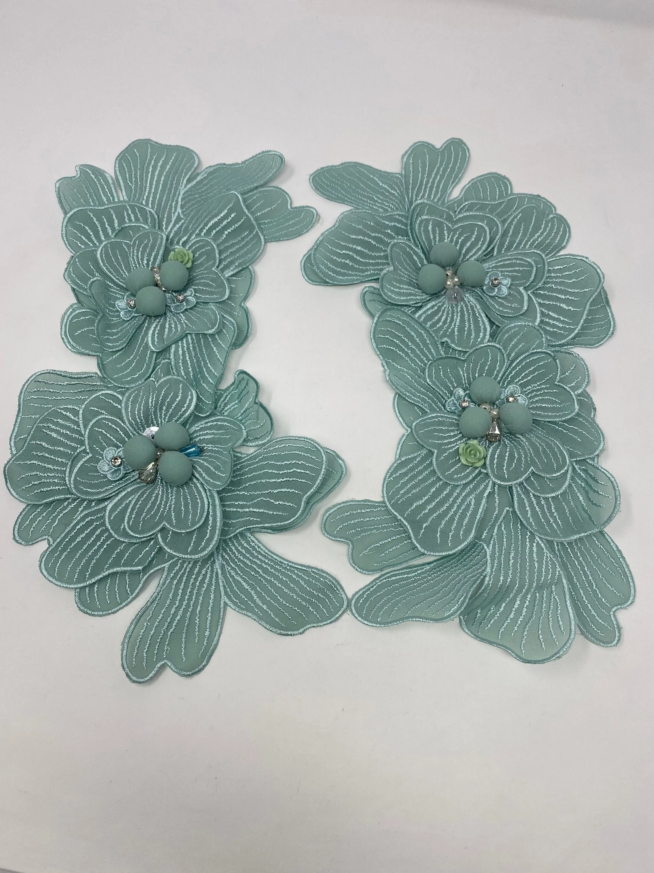 NEW, Exclusive, "Seafoam Green Flower ," Size 12'', (sew-on) Fashion Applique, Patch for Denim Jacket, Camo, Sweaters