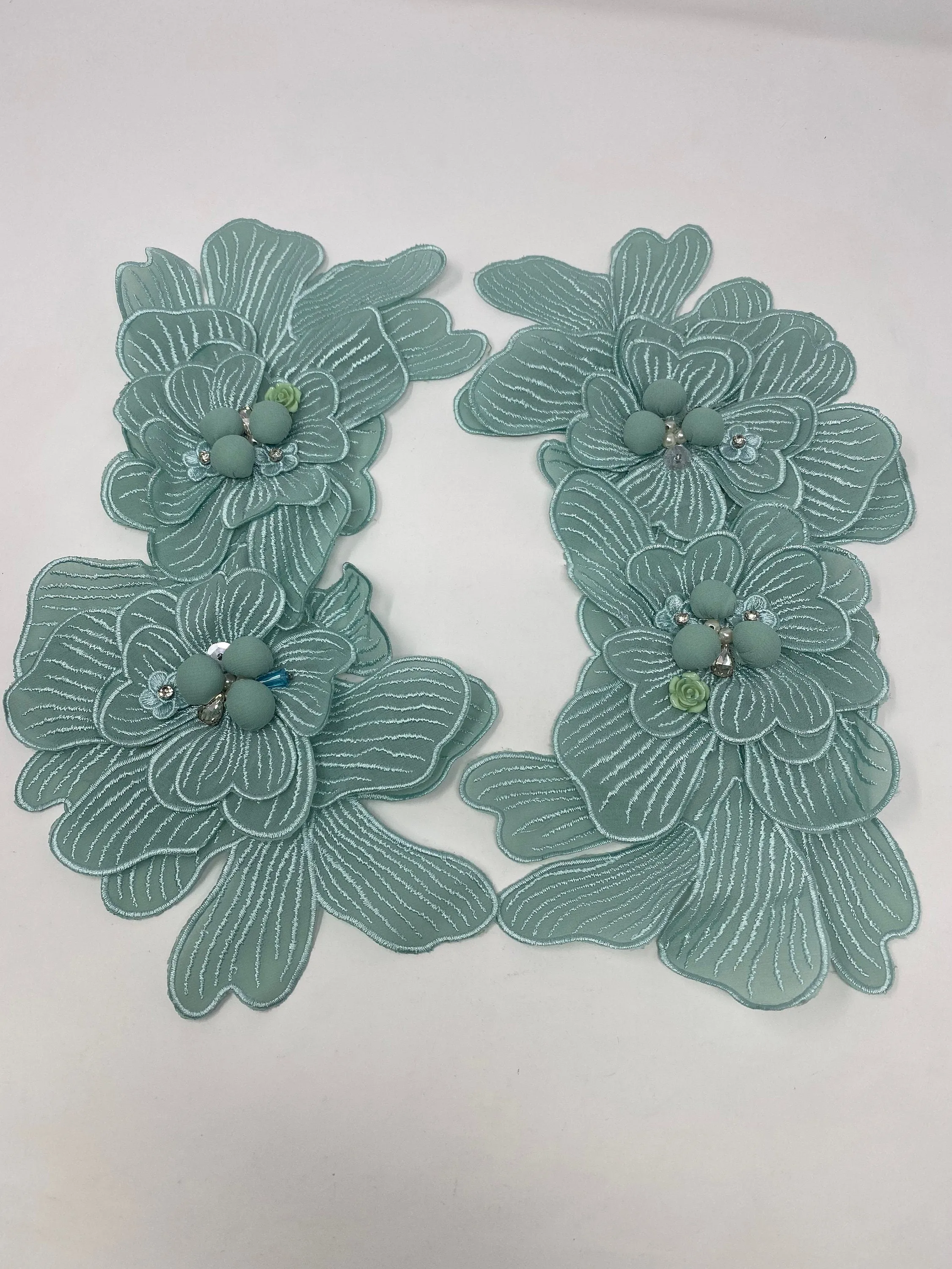 NEW, Exclusive, "Seafoam Green Flower ," Size 12'', (sew-on) Fashion Applique, Patch for Denim Jacket, Camo, Sweaters