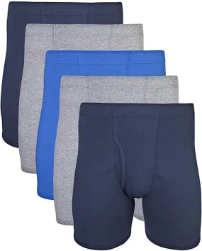 New in package! Men's Gildan Covered Waistband Tag Free Boxer Briefs 5 Pack, Sz 2X!