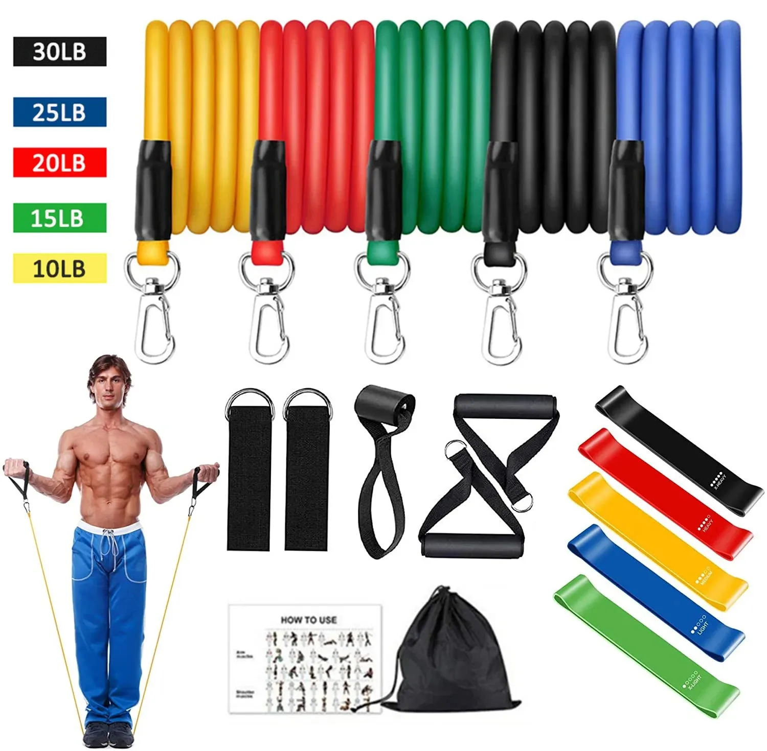 OB 16Pcs Resistance Bands Set Expander