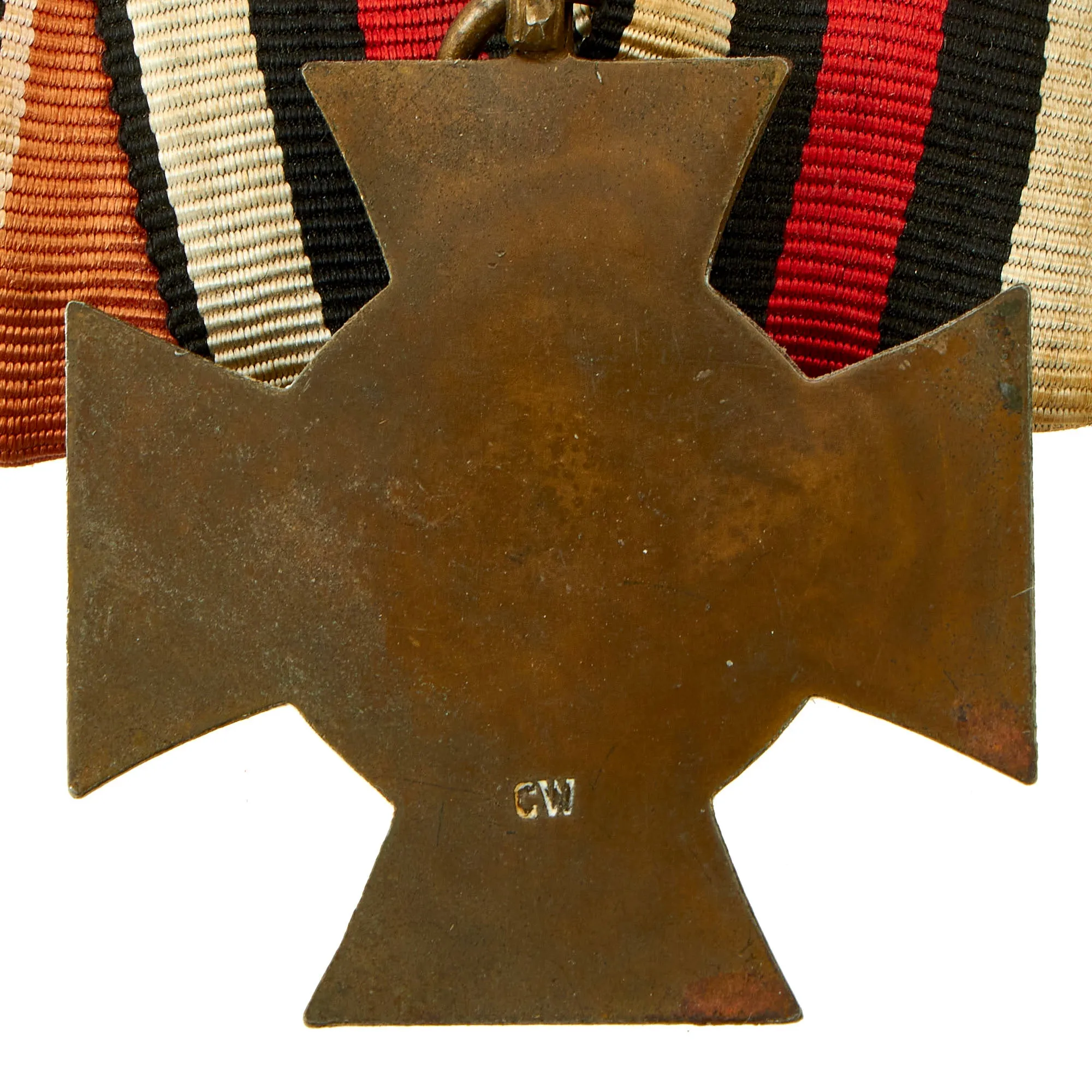 Original German WWI & WWII Medal Bar with Hindenburg Cross, Red Cross Awards & 25 Year Service Decoration - 4 Awards