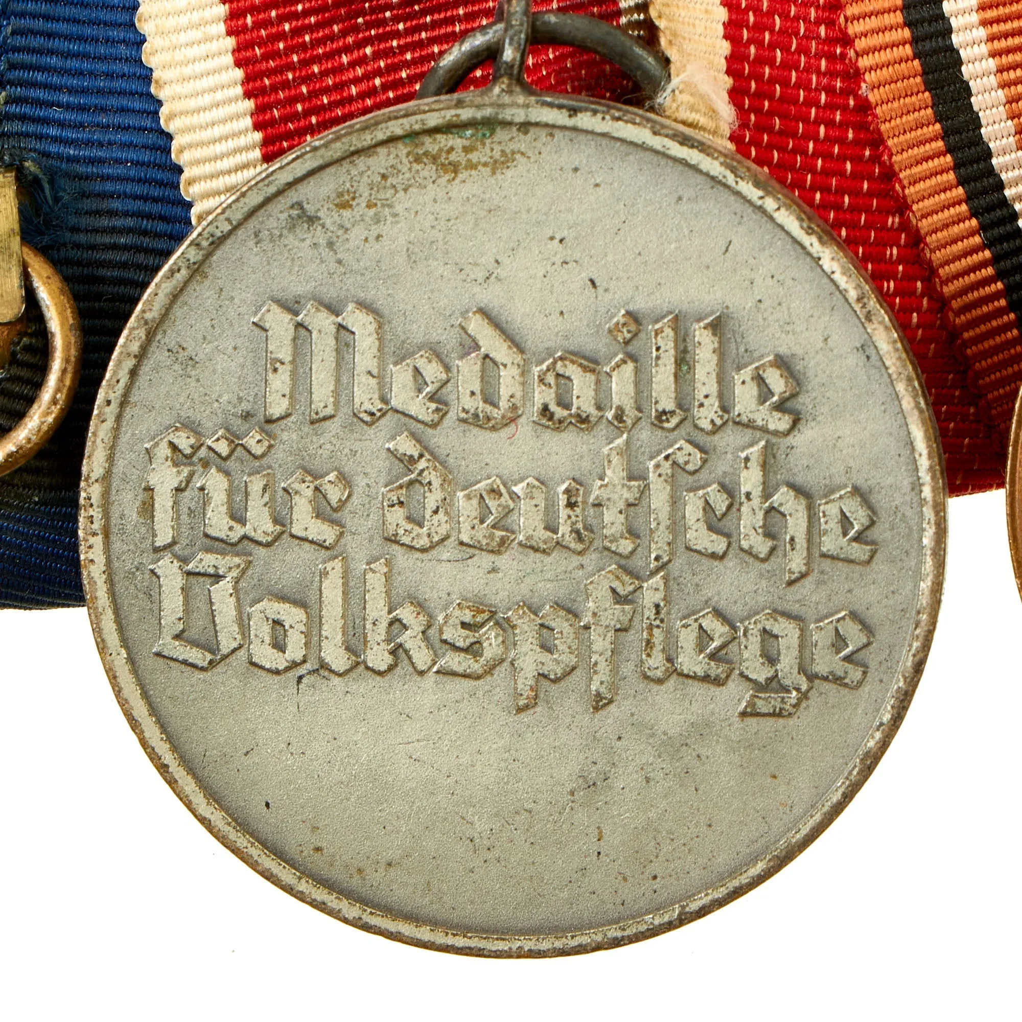 Original German WWI & WWII Medal Bar with Hindenburg Cross, Red Cross Awards & 25 Year Service Decoration - 4 Awards