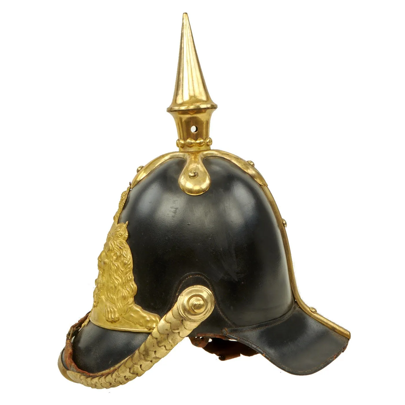 Original Magnificent Swedish Named Royal Guard M1845 Pickelhaube Spiked Leather Helmet with Transit Case