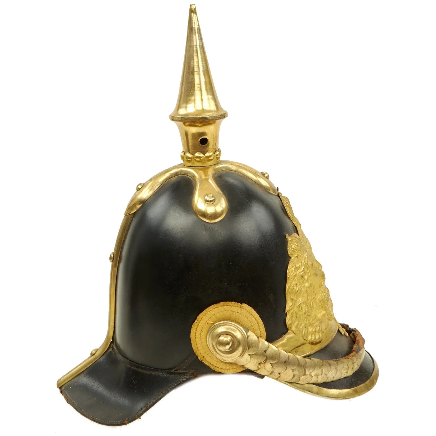 Original Magnificent Swedish Named Royal Guard M1845 Pickelhaube Spiked Leather Helmet with Transit Case
