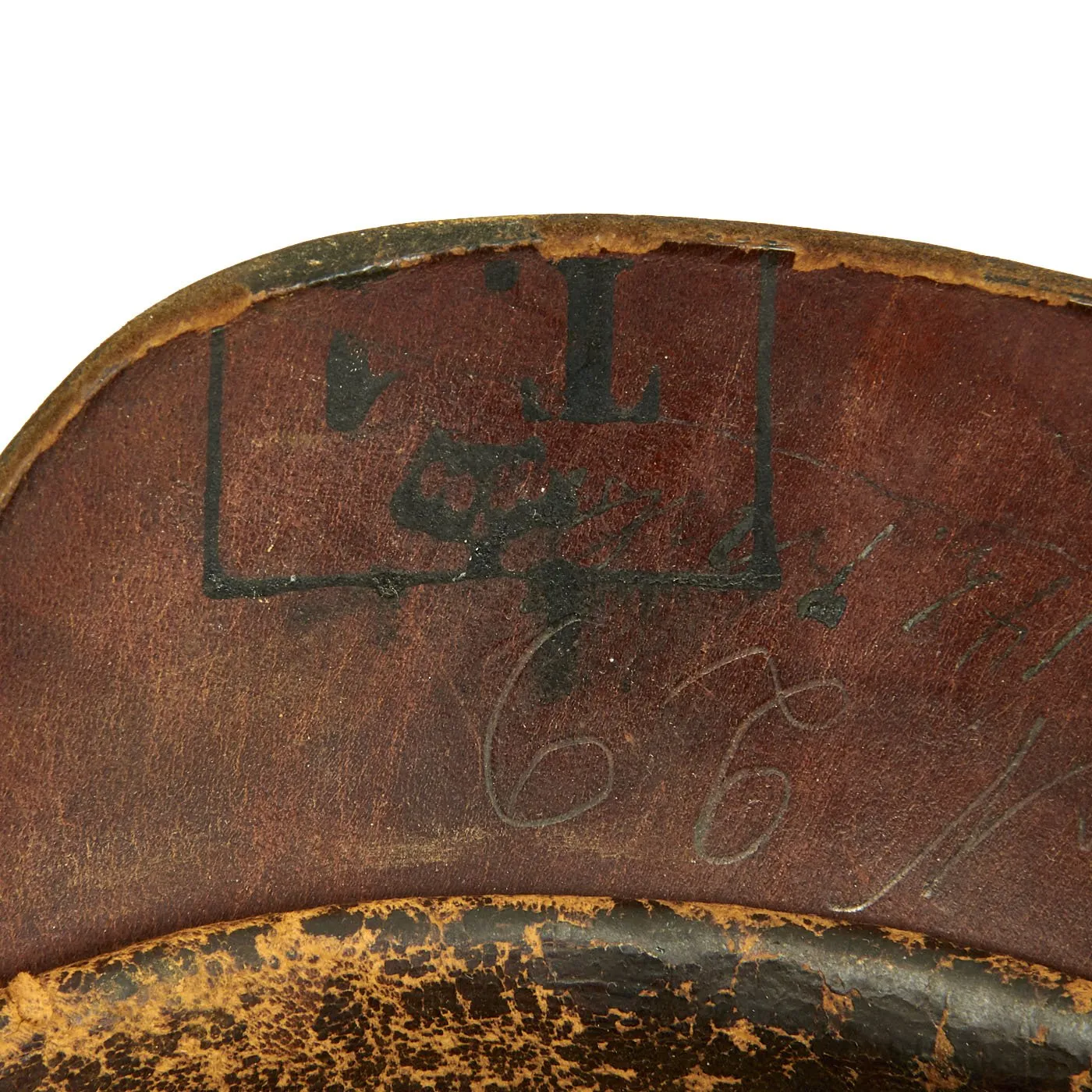 Original Swedish WWI 1887 Pattern Pickelhaube Leather Helmet with Nickel Fittings and Yellow Cockades