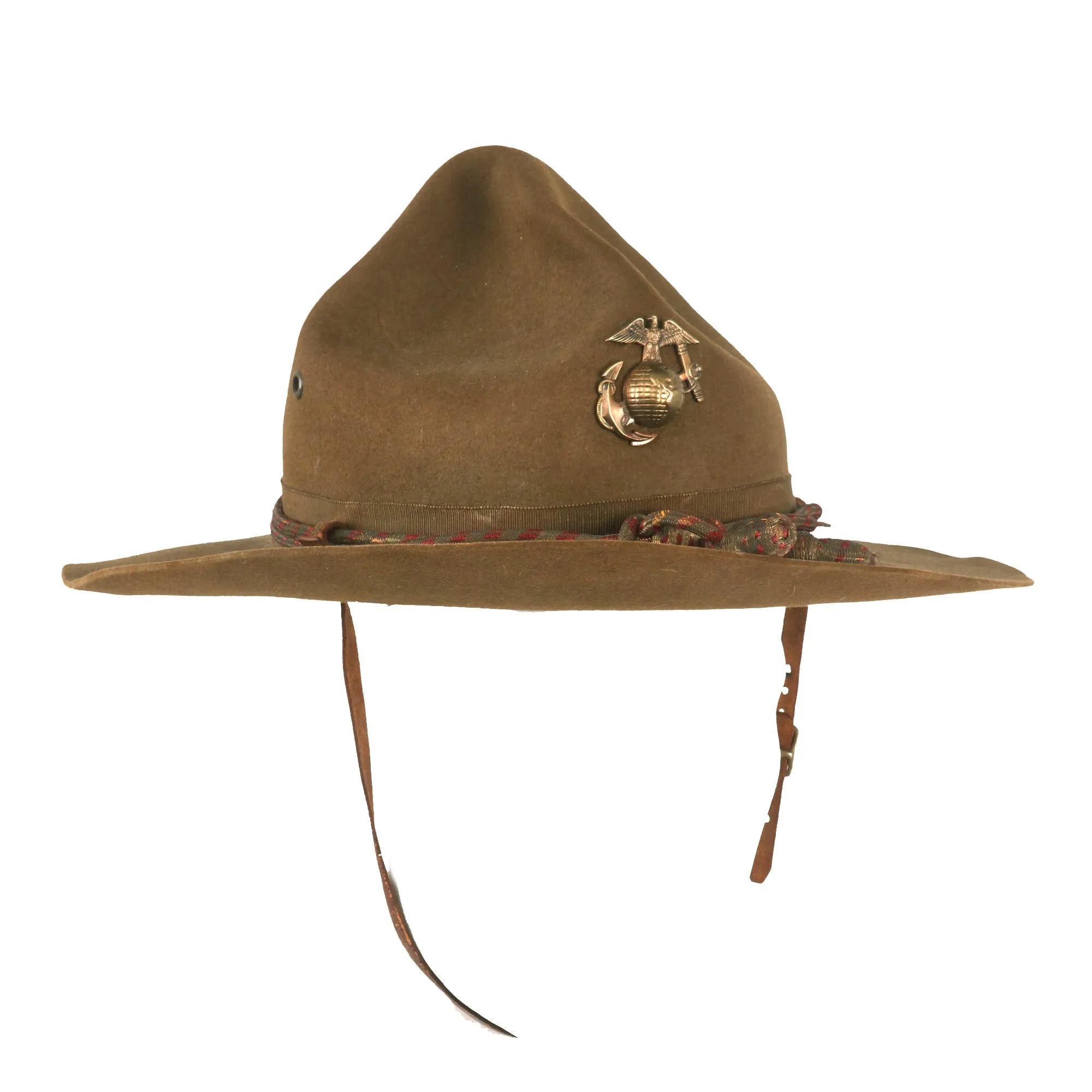 Original U.S. Pre-WWII U.S.M.C. 1920s-1930s Officer’s M-1912 Campaign Hat with Cord & EGA - Original Chinstrap