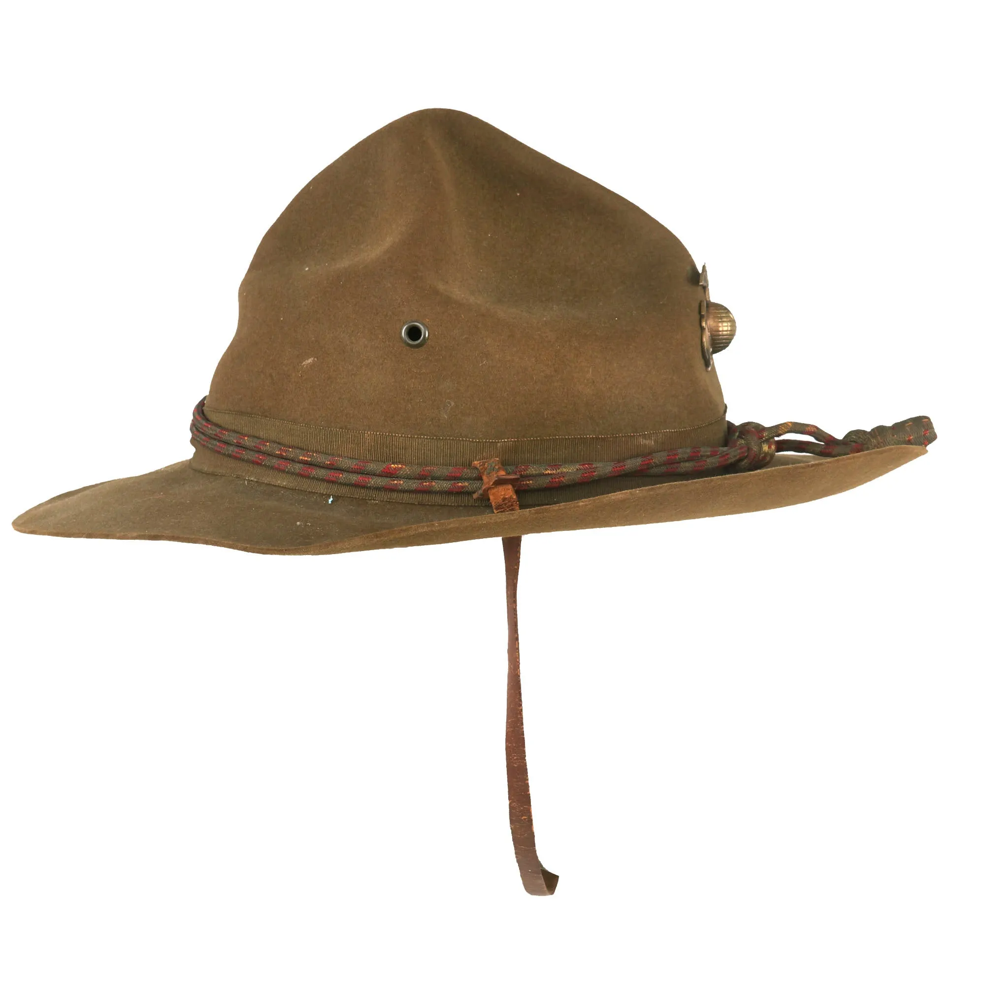 Original U.S. Pre-WWII U.S.M.C. 1920s-1930s Officer’s M-1912 Campaign Hat with Cord & EGA - Original Chinstrap