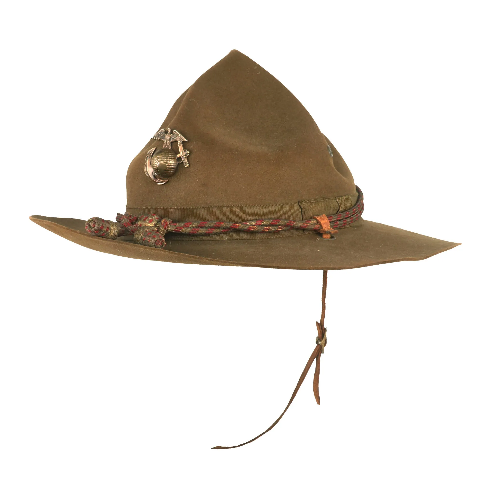 Original U.S. Pre-WWII U.S.M.C. 1920s-1930s Officer’s M-1912 Campaign Hat with Cord & EGA - Original Chinstrap