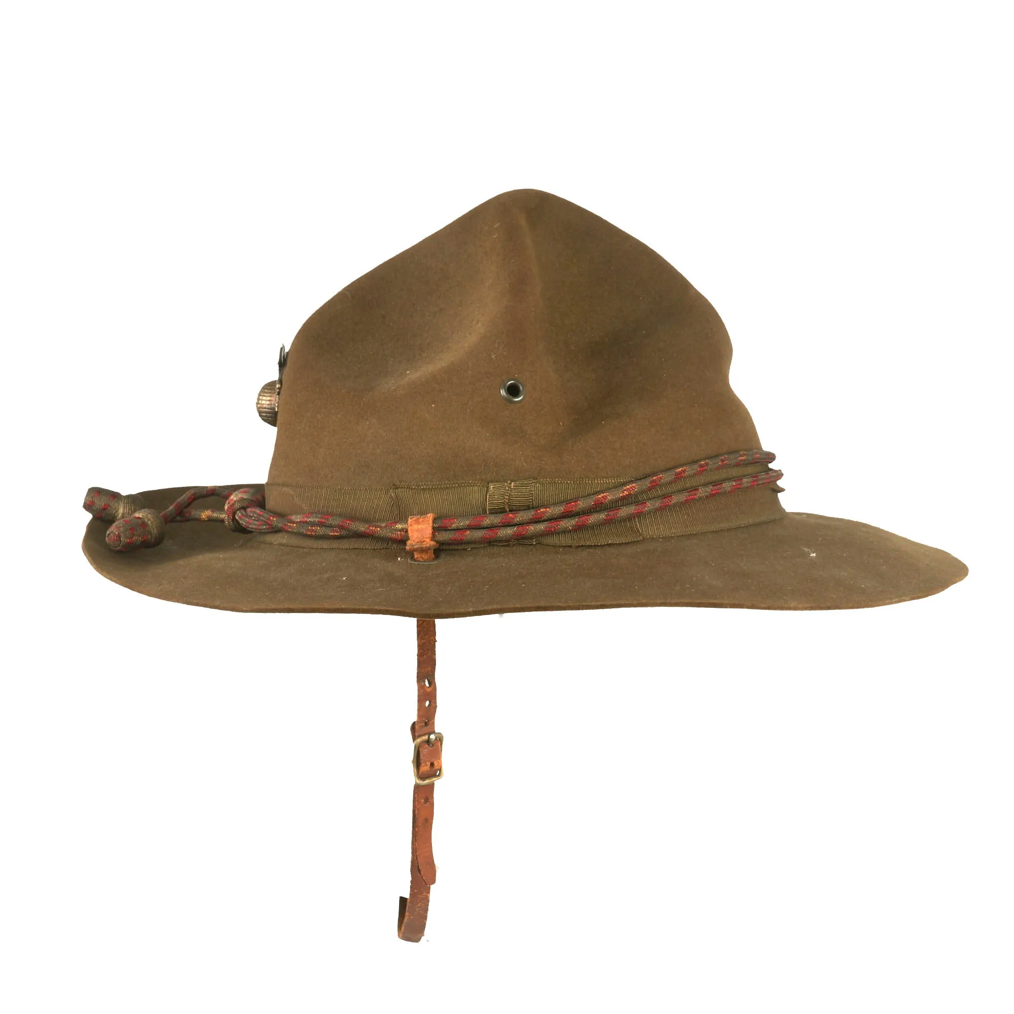 Original U.S. Pre-WWII U.S.M.C. 1920s-1930s Officer’s M-1912 Campaign Hat with Cord & EGA - Original Chinstrap