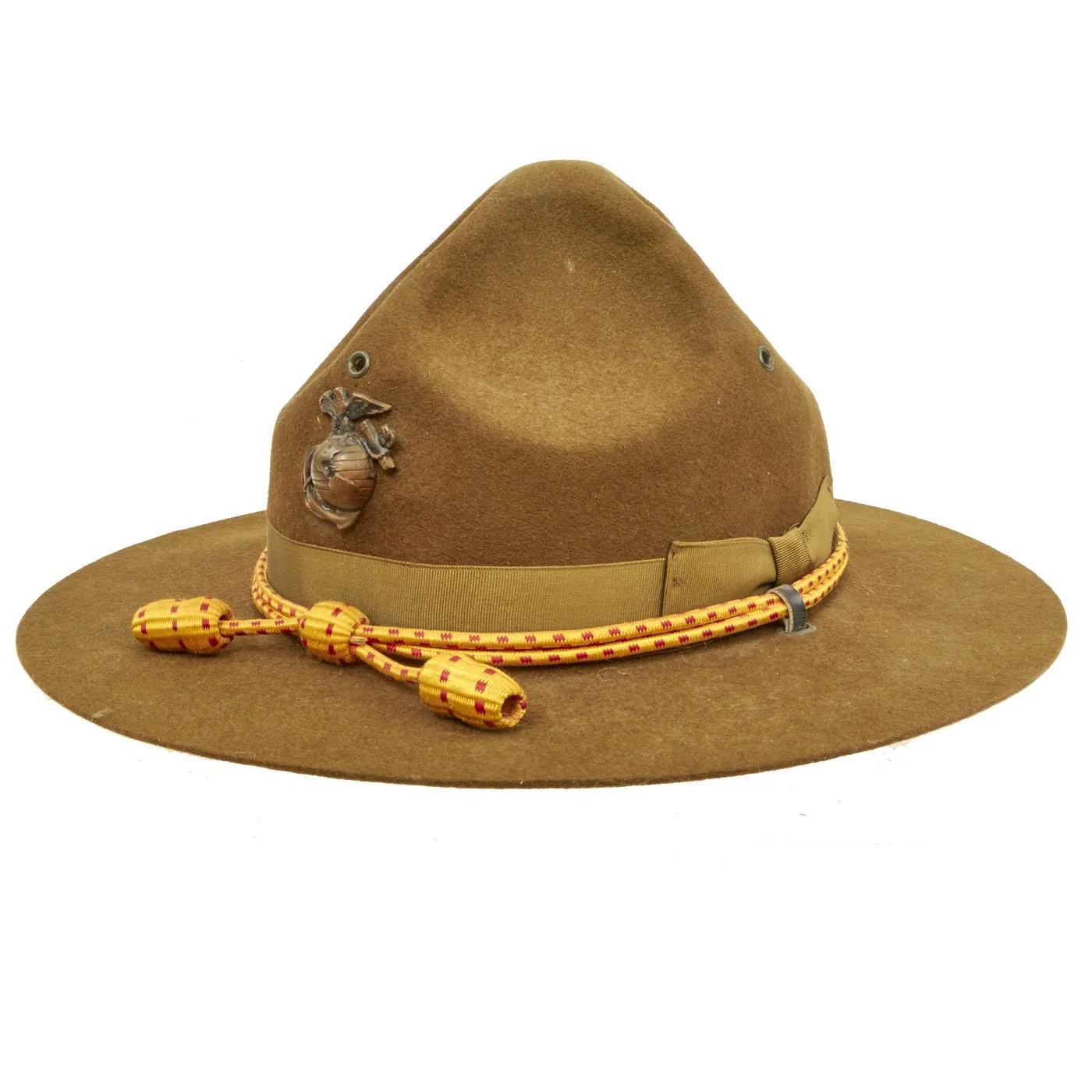 Original U.S. WWII 1944 Dated Marine Corps Pressed Felt Officer Campaign Hat with EGA - Named