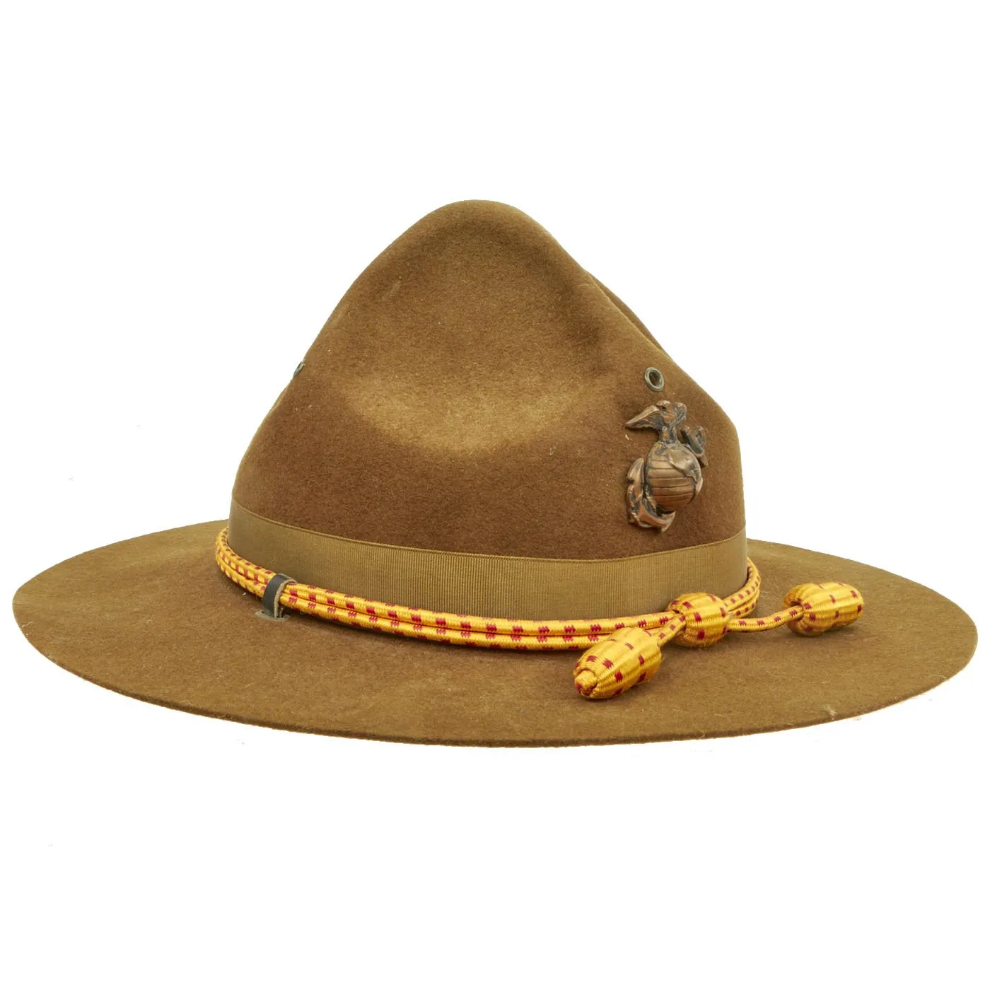 Original U.S. WWII 1944 Dated Marine Corps Pressed Felt Officer Campaign Hat with EGA - Named