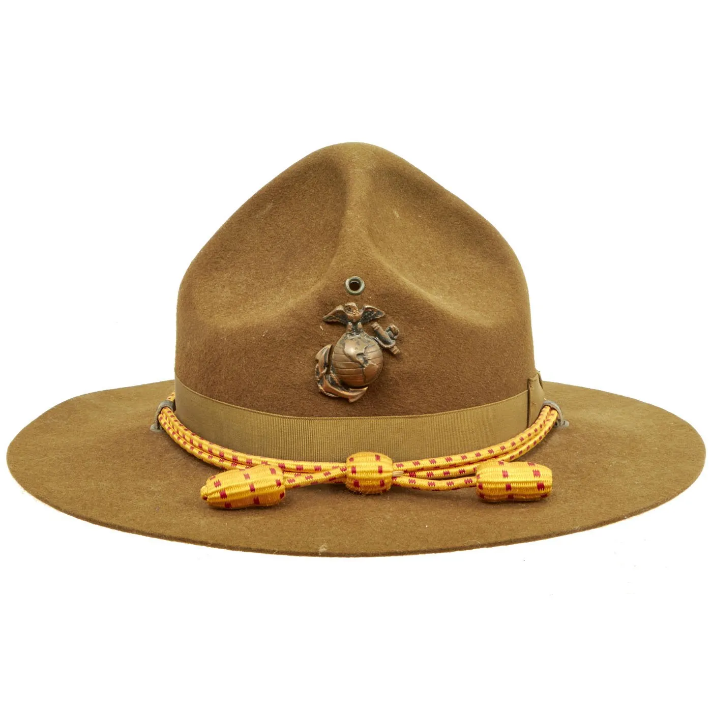 Original U.S. WWII 1944 Dated Marine Corps Pressed Felt Officer Campaign Hat with EGA - Named