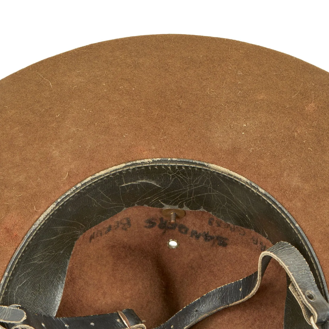 Original U.S. WWII 1944 Dated Marine Corps Pressed Felt Officer Campaign Hat with EGA - Named