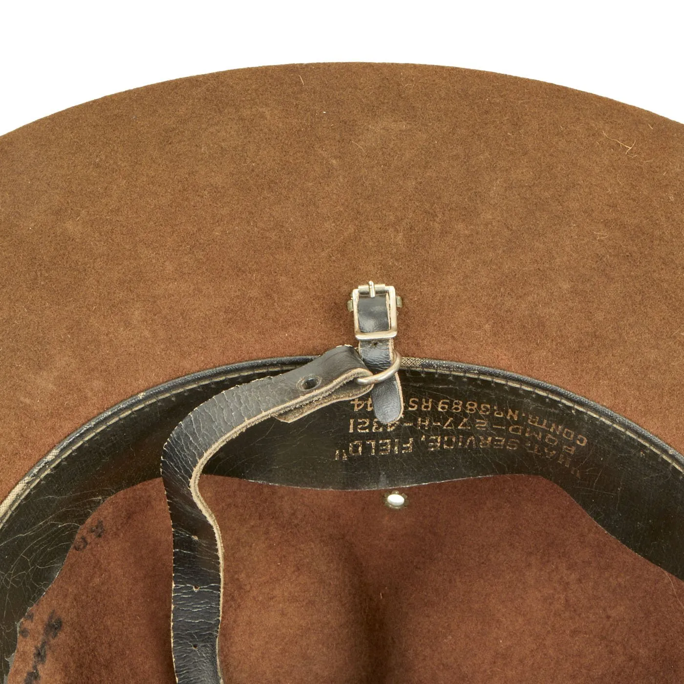 Original U.S. WWII 1944 Dated Marine Corps Pressed Felt Officer Campaign Hat with EGA - Named