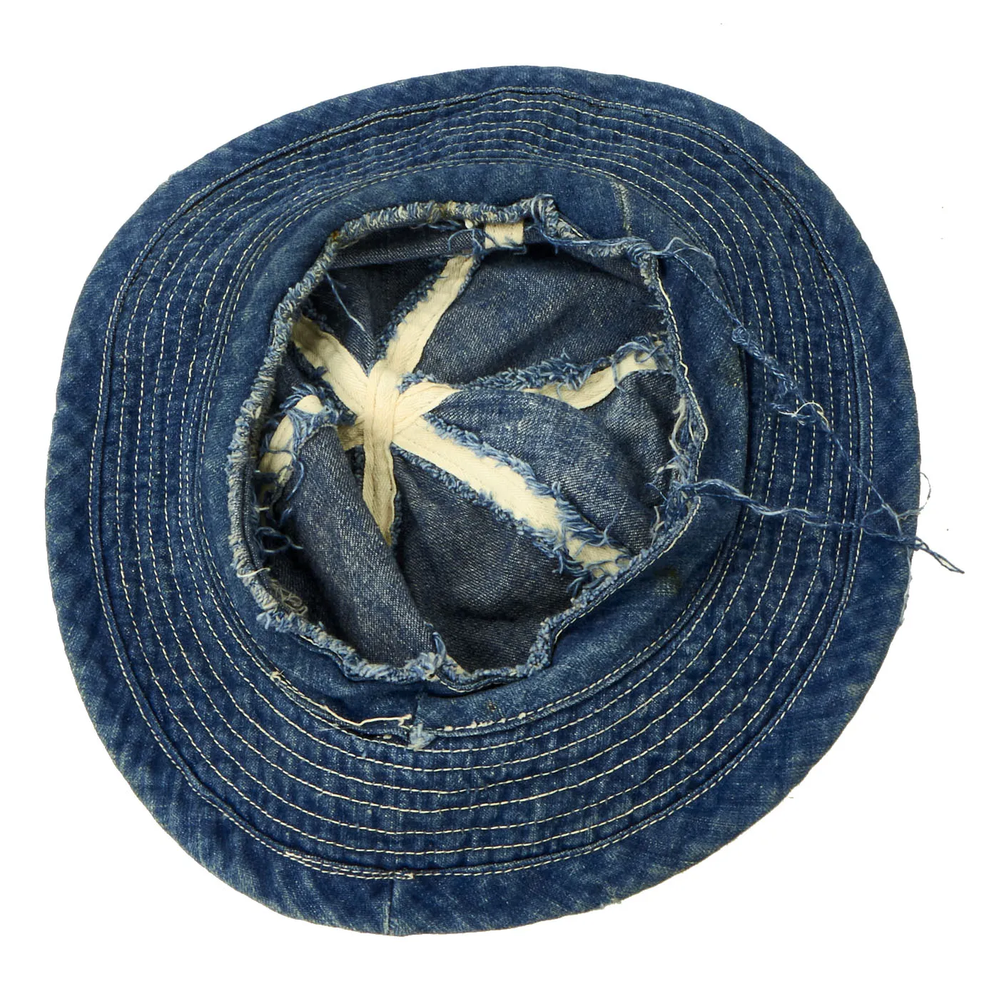 Original WWII U.S. Army M-37 Daisy Mae Blue Denim Fatigue Work Hat - Approximate Size 7 ⅝