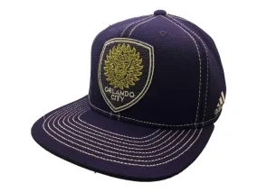 Orlando City SC Adidas Purple Textured Structured Flat Bill Snapback Hat Cap