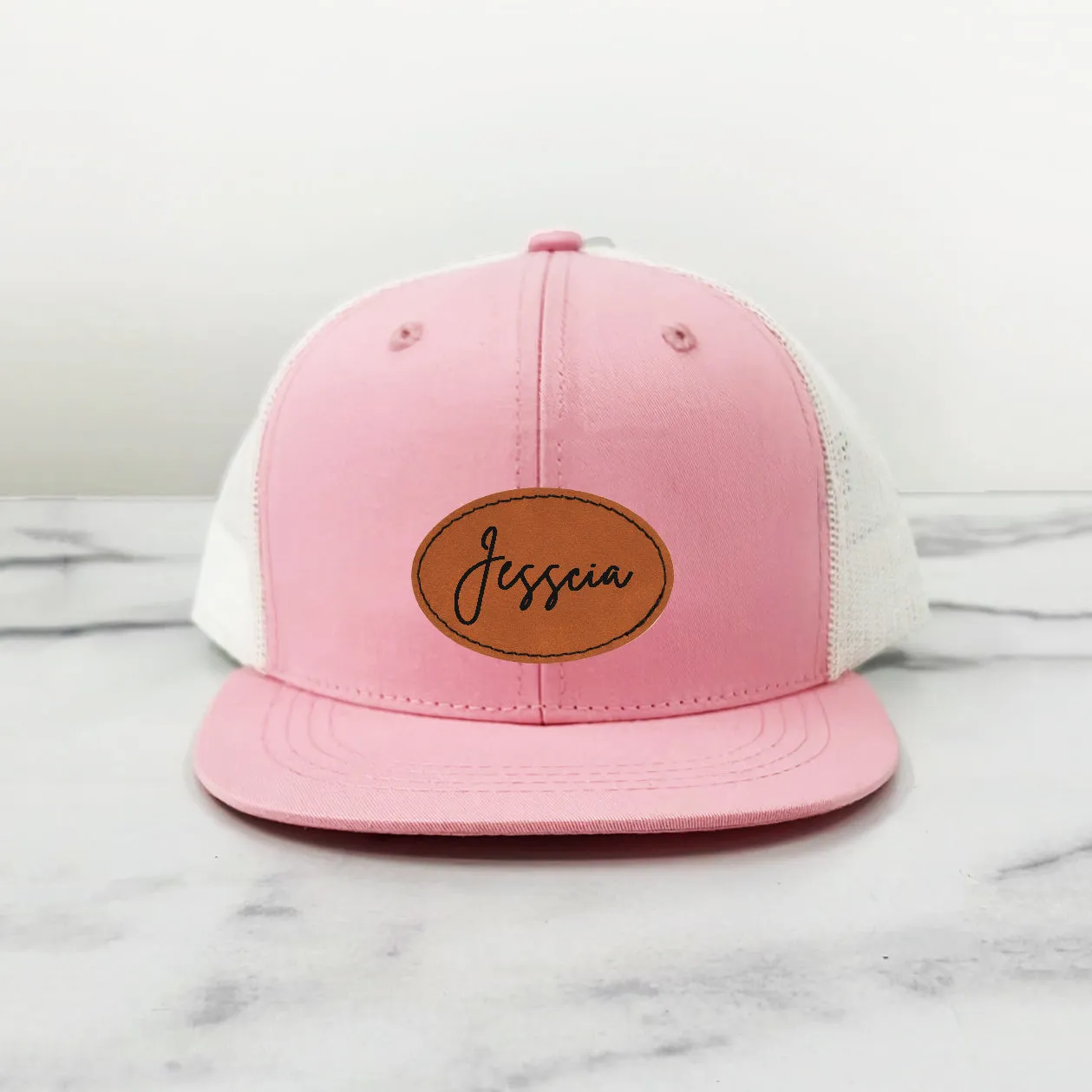 Pink Youth Kids Trucker Snapback Hats High Profile 6 Panel Flat Bill Caps