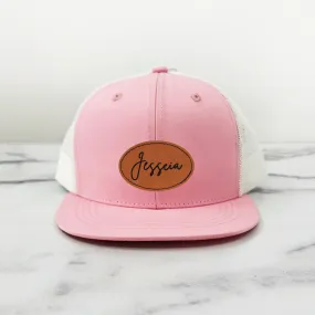 Pink Youth Kids Trucker Snapback Hats High Profile 6 Panel Flat Bill Caps