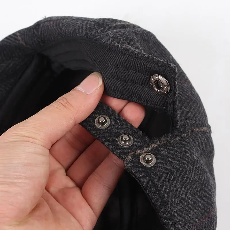 Plaid & Herringbone Wool Newsboy Cap