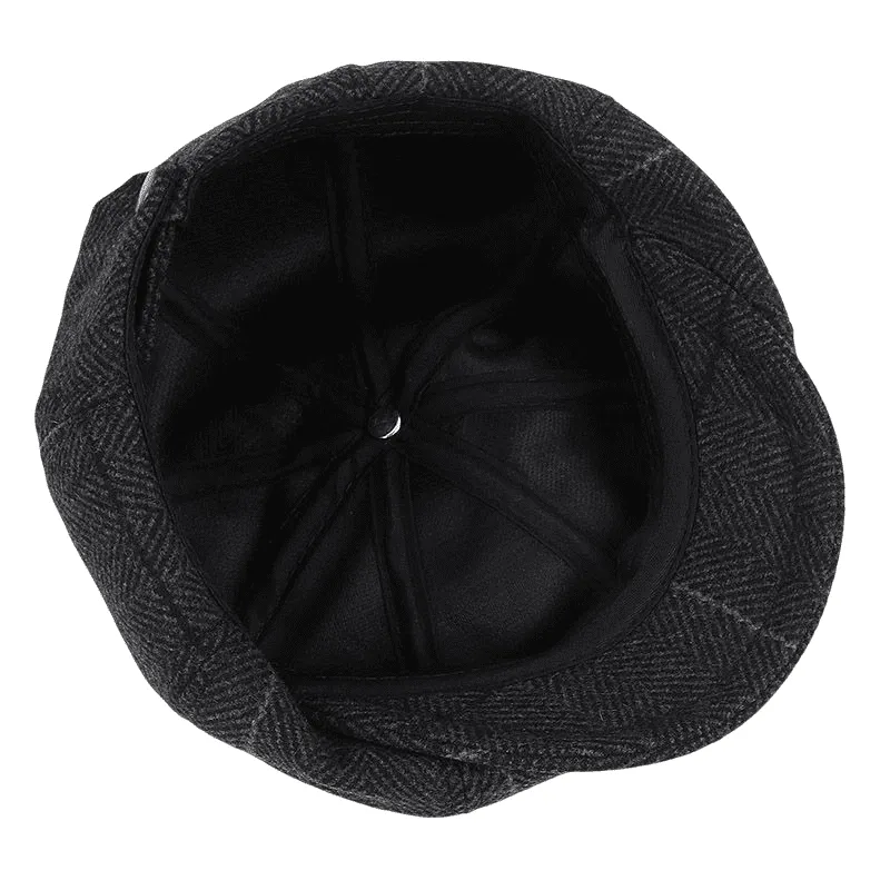 Plaid & Herringbone Wool Newsboy Cap