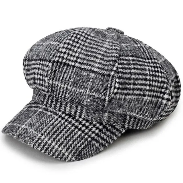 Plaid Newsboy Cap Womens Accessories