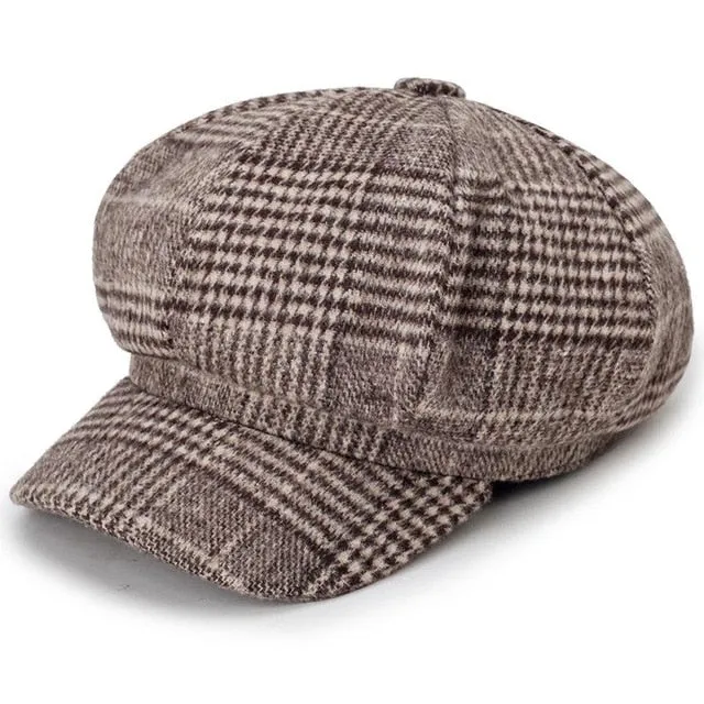 Plaid Newsboy Cap Womens Accessories
