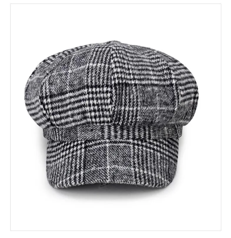Plaid Newsboy Cap Womens Accessories
