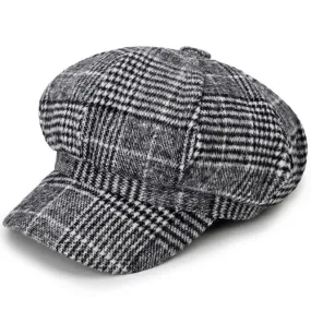 Plaid Newsboy Cap Womens Accessories