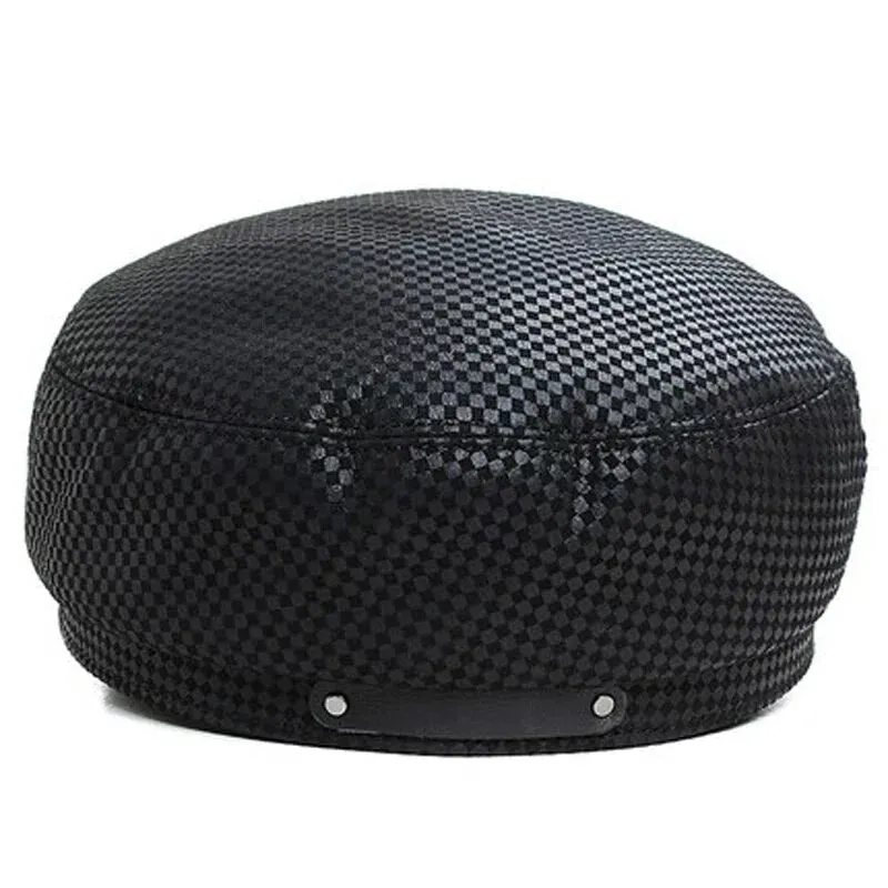 Punk Black Genuine Leather Sailor Cap