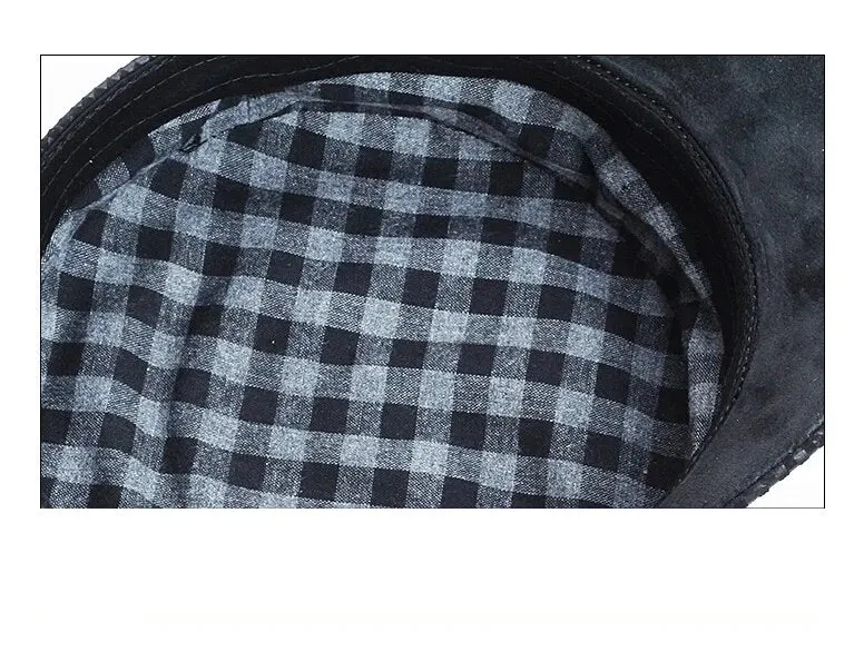 Punk Black Genuine Leather Sailor Cap