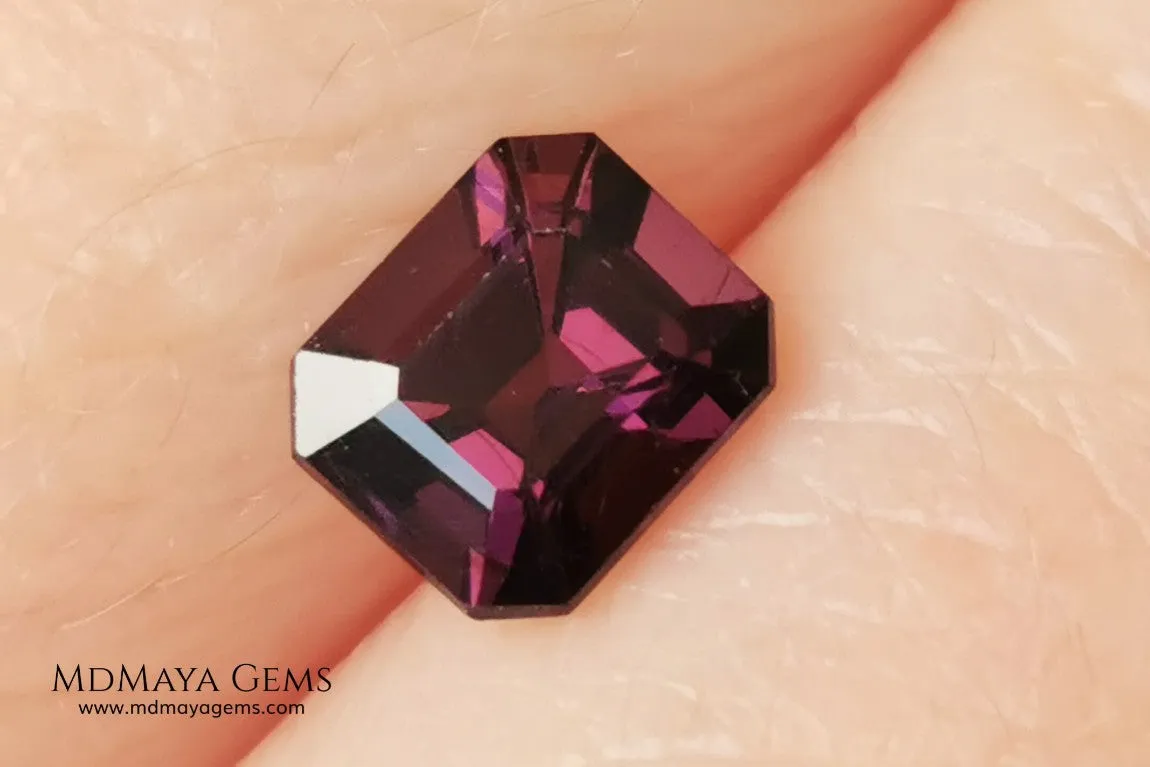Purple Spinel from Mogok. Emerald Cut. 1.13 ct.