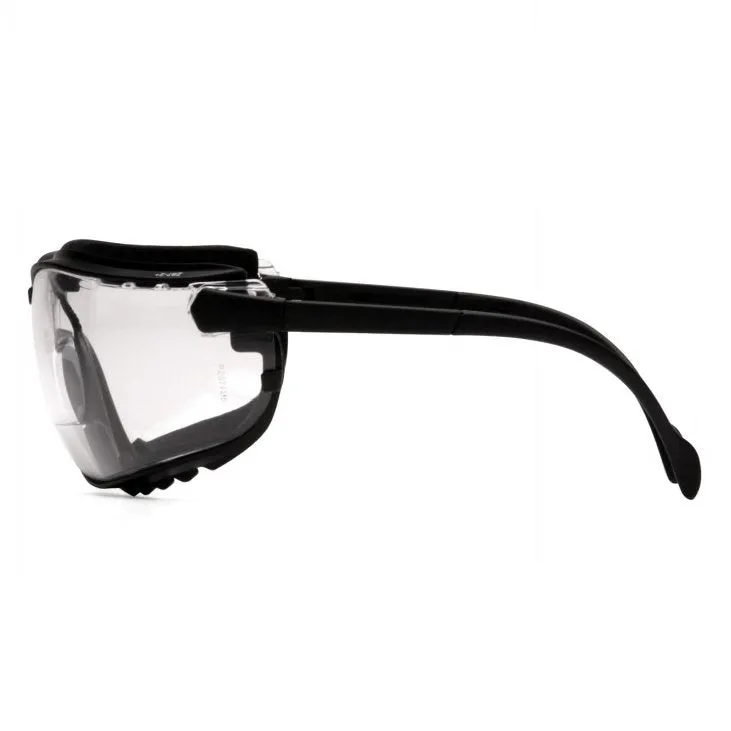 Pyramex V2G Reader Hybrid Safety Glasses/Goggle with Clear Lens Bifocals and Interchangable Temples, Head-Strap and H2X Anti-Fog Coating