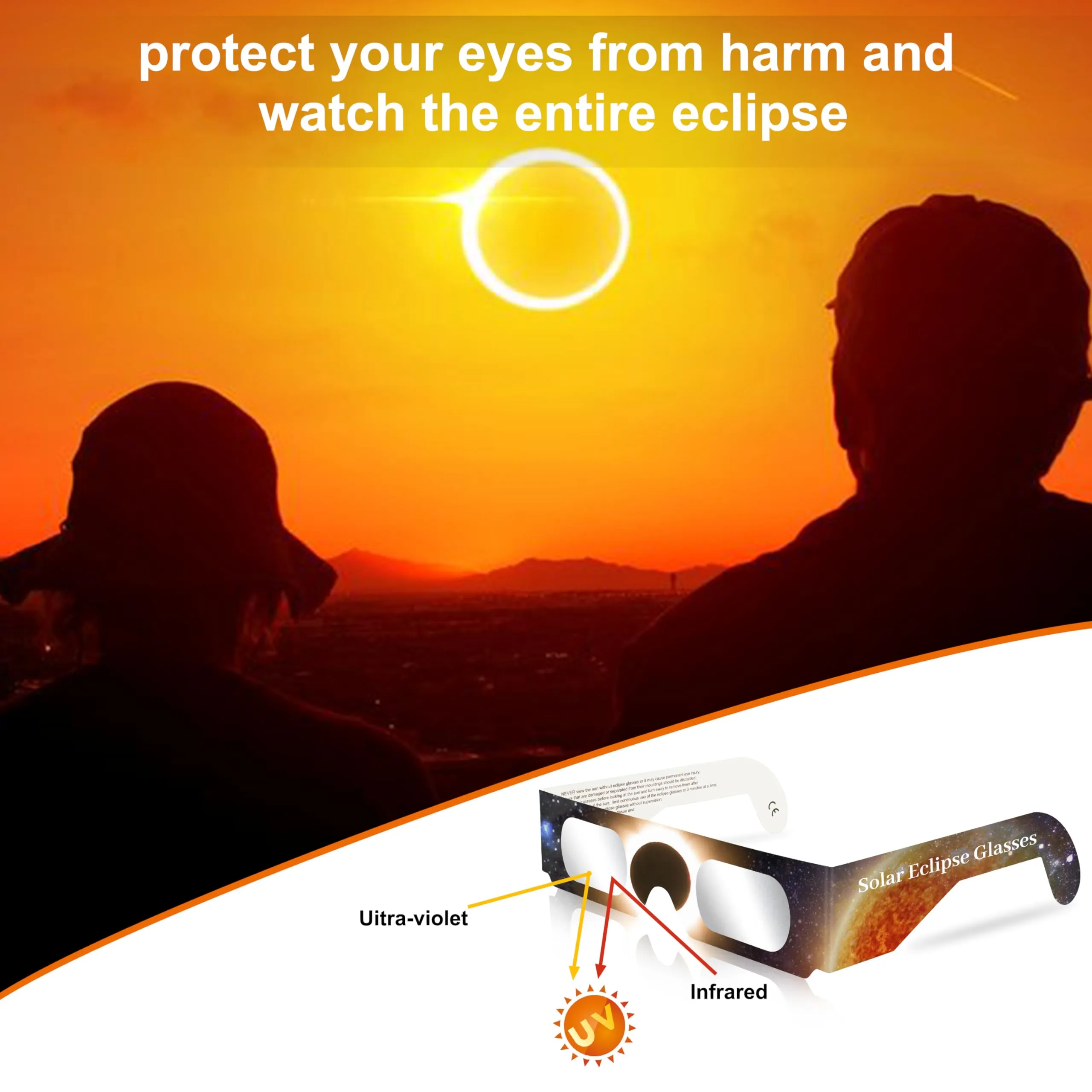 QONBINK Solar Eclipse Glasses Approved 2024, CE and ISO Certified Solar Eclipse Observation Glasses, Safe Shades (12 Pack)
