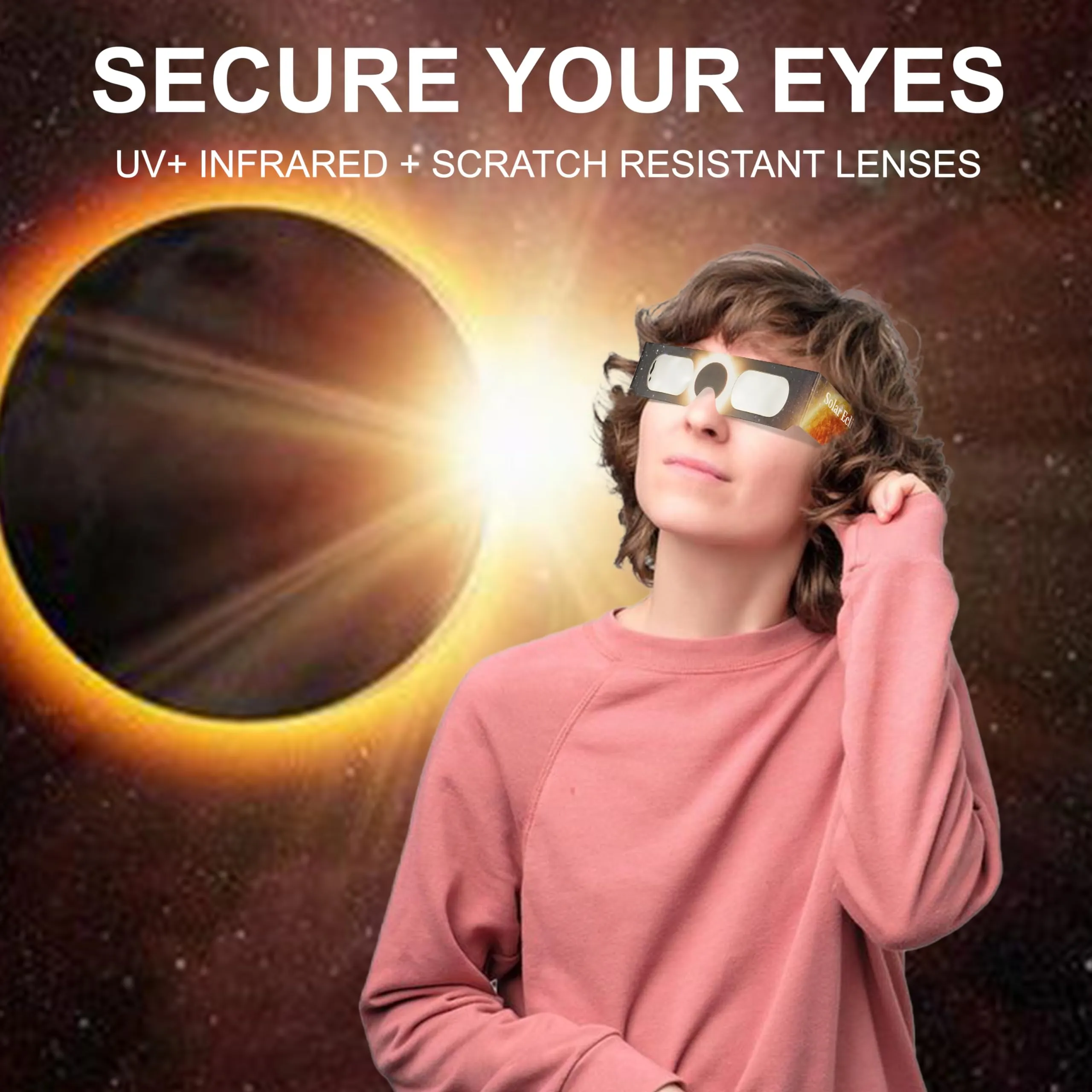QONBINK Solar Eclipse Glasses Approved 2024, CE and ISO Certified Solar Eclipse Observation Glasses, Safe Shades (12 Pack)