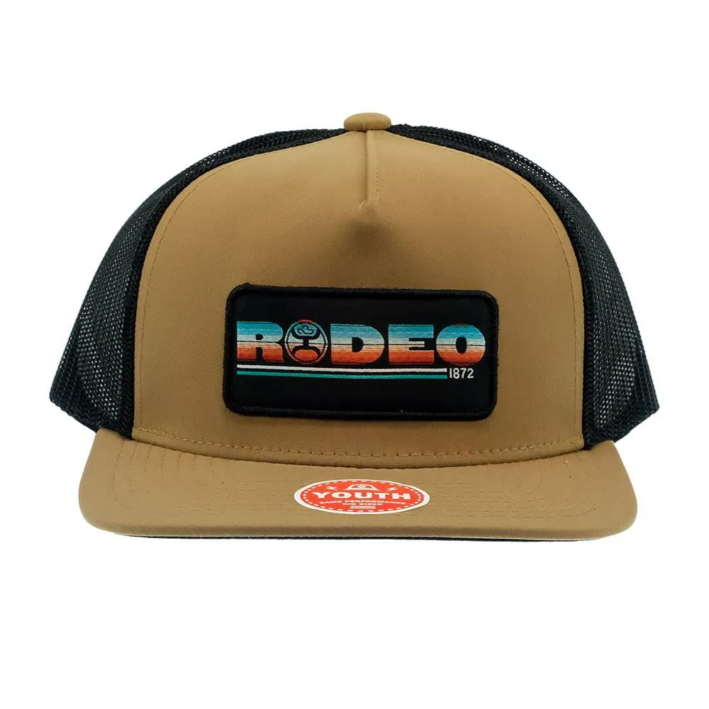 "Rodeo" Hooey Tan / Black 5-Panel Trucker with Serape / Black Rectangle Patch - 2253T-TNBK