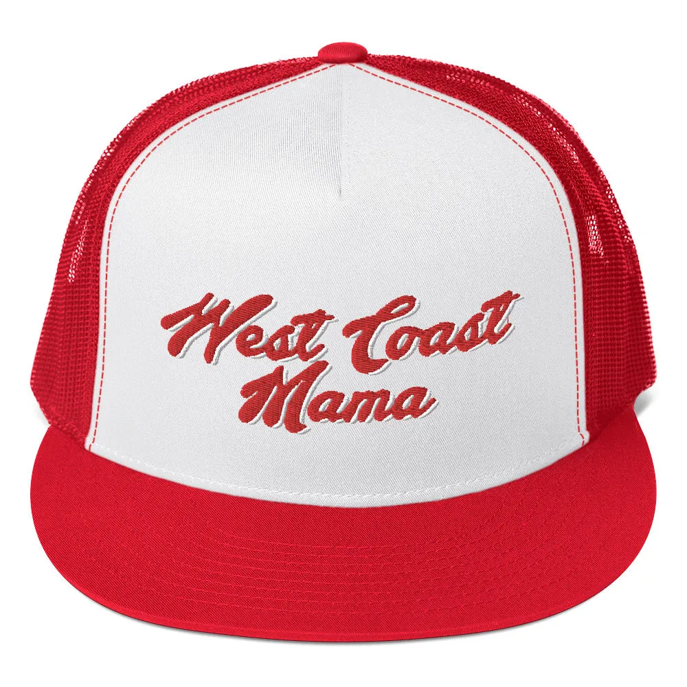 "West Coast Mama" Embroidered Hat, Red