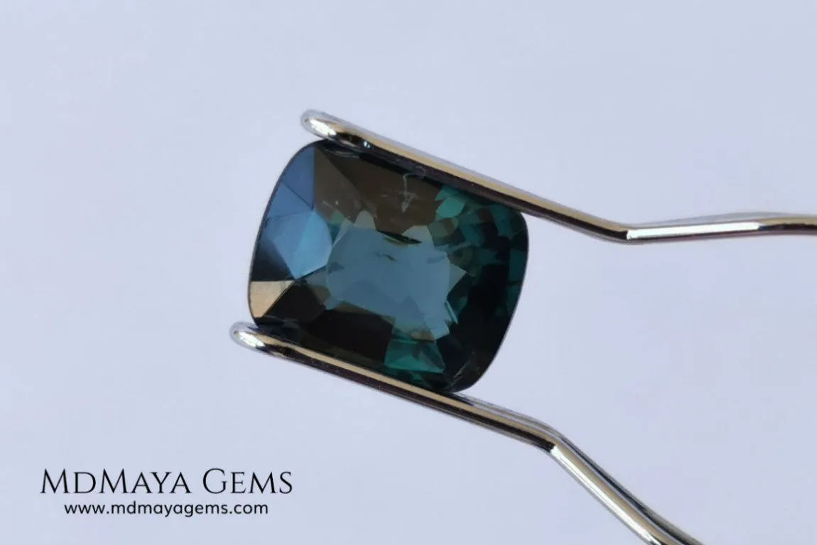 Rare Blue Green Spinel 1.86 ct cushion cut