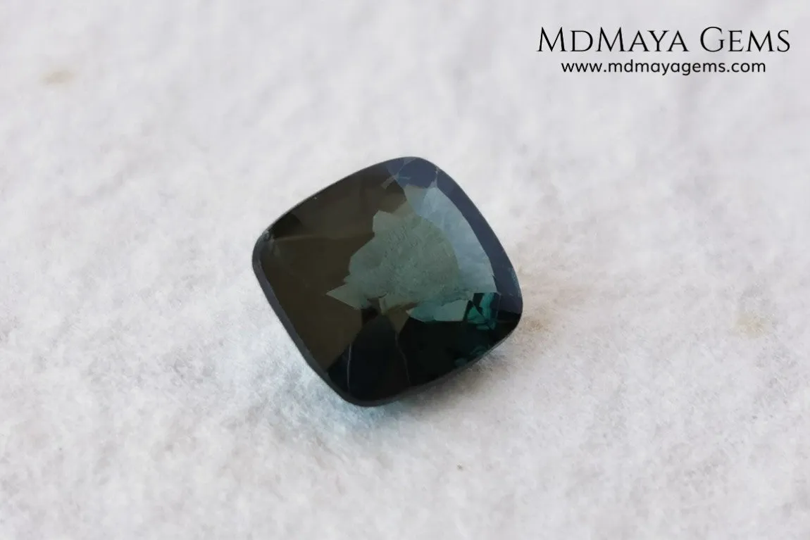 Rare Blue Green Spinel 1.86 ct cushion cut