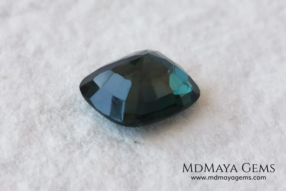 Rare Blue Green Spinel 1.86 ct cushion cut