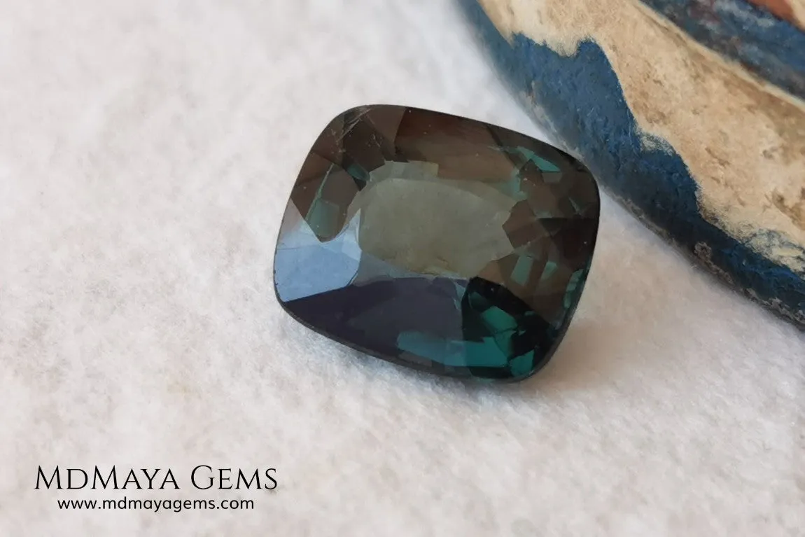 Rare Blue Green Spinel 1.86 ct cushion cut