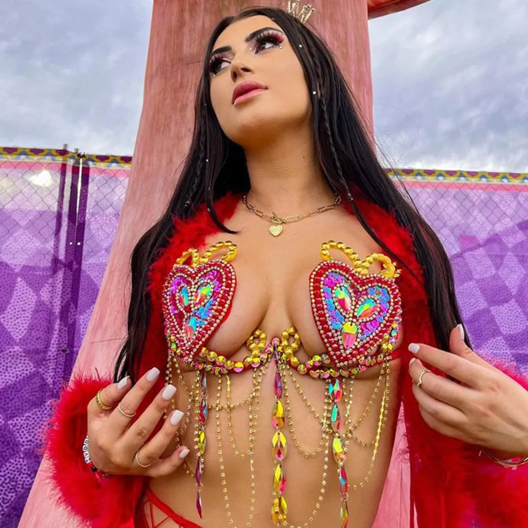 Red Heart Crystal Carnival Bra