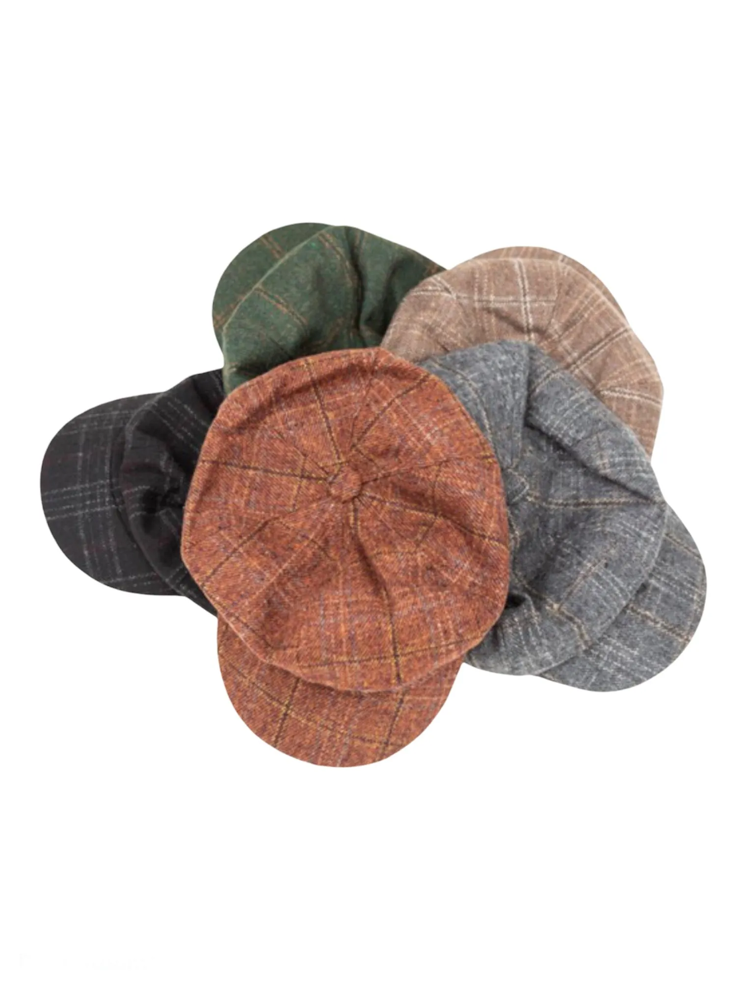 Rust Plaid Newsboy Caps