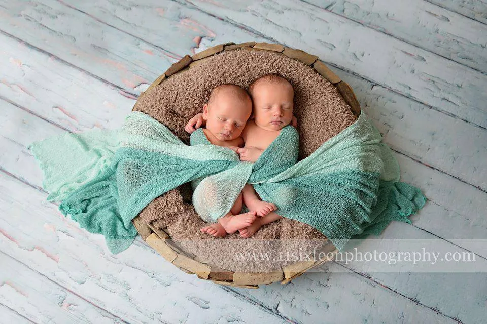 SET Ocean Blue and Mint Stretch Knit Baby Wraps