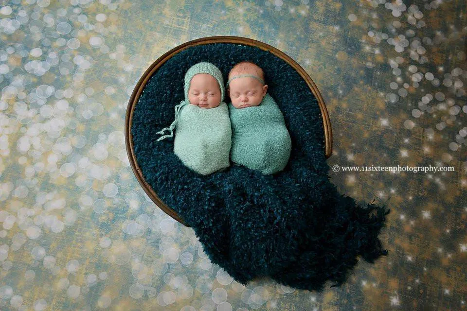 SET Ocean Blue and Mint Stretch Knit Baby Wraps