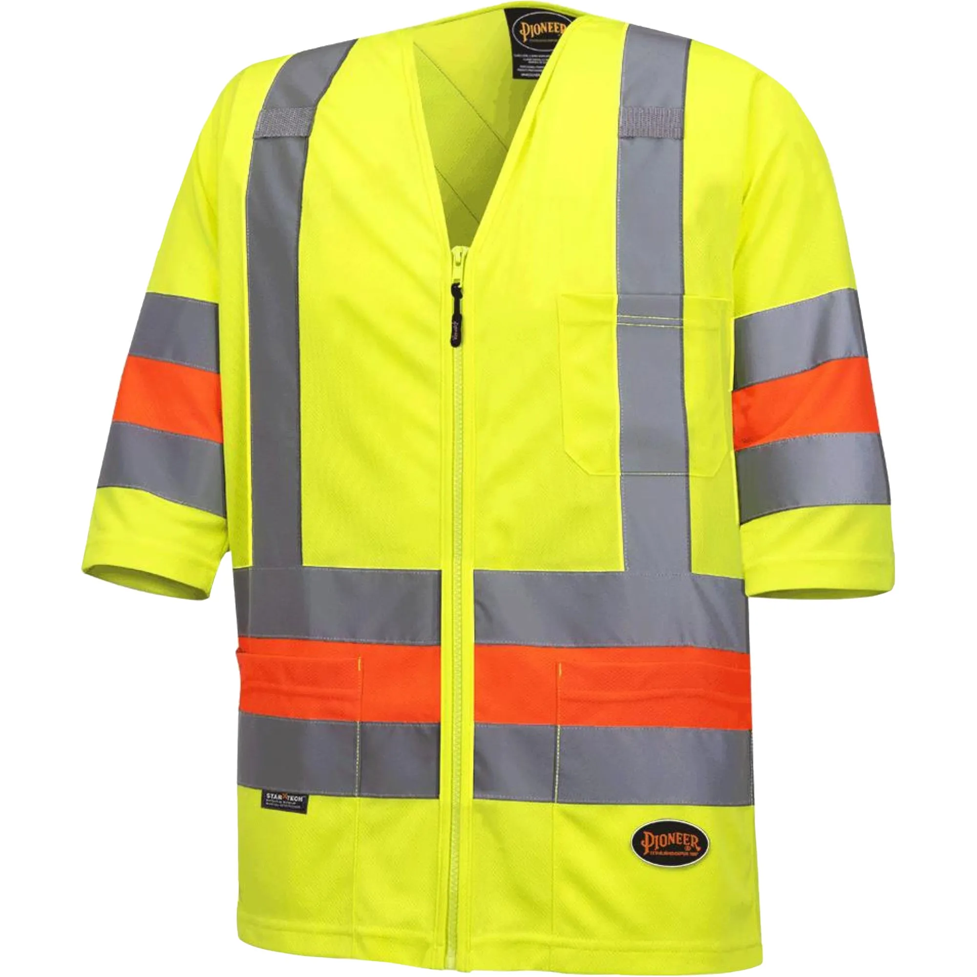 Short-Sleeved Quebec Traffic Control Shirt, Polyester, Large, High Visibility Lime-Yellow