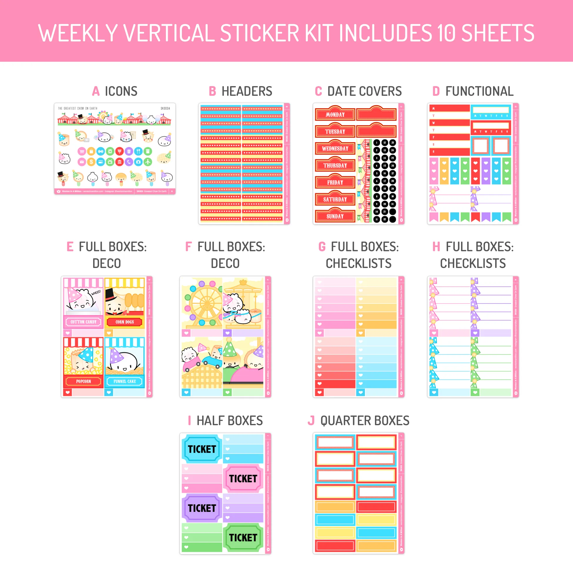 SK003 | Greatest Chow On Earth Weekly Sticker Kit (Standard Vertical)