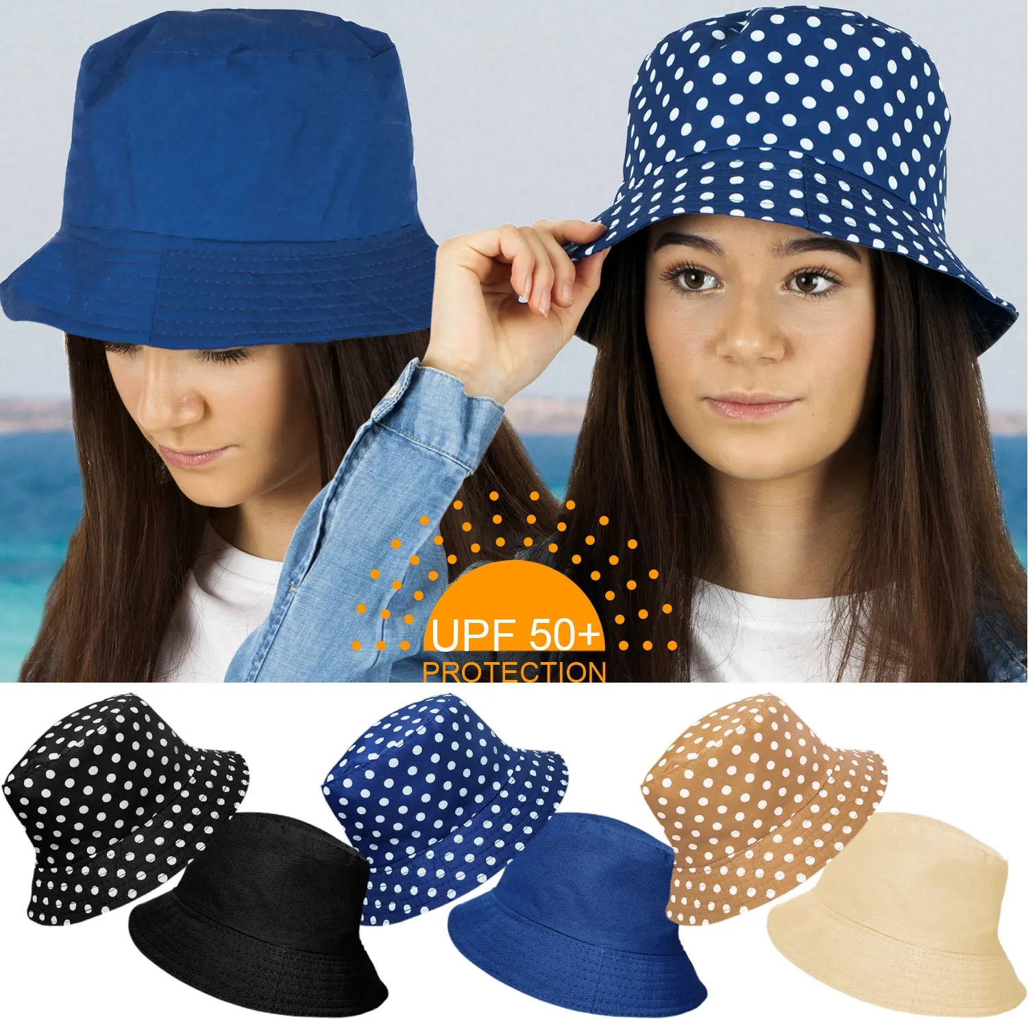Spot Print Pattern Summer Reversible Bucket Hat